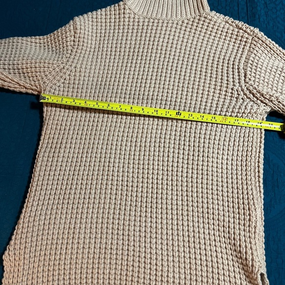 Ted Baker Tan Chunky Waffle Knit Turtleneck Balloon Sleeve Sweater size is S - Picture 11 of 12